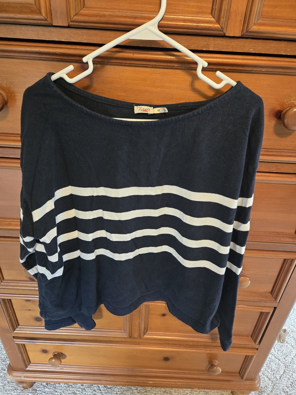 Faherty Navy Striped Boatneck Top